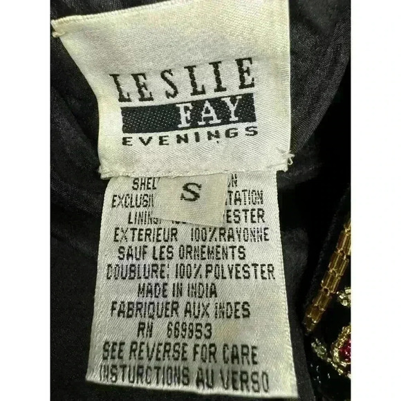 LESLIE FAY Black Velvet Evening Jacket with exquisite Beading and jewels  Size S - Picture 16 of 16